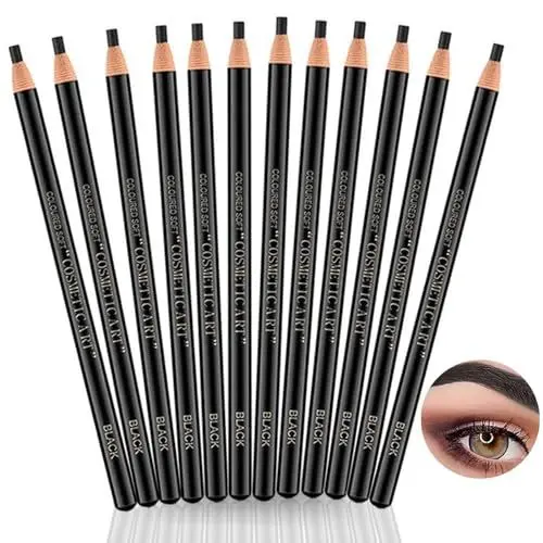 Produktbild: Augenbrauenstift Tattoo Makeup 12 Stück Augenbrauenstift Waterproof für NatüRlich Augen Make-Up,Wasserdicht Langanhaltend Augenbrauenstift Permanent Eye Brow,Brow Pencil Set For Marking(Schwarz)
