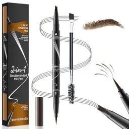 Produktbild: Augenbrauenstift,Microblading Augenbrauenstift,4 Gabelspitze 2-in-1Eyebrow Pencil,augenbrauen stift Wasserfest Wischfest Langlebig, Sorgt für Natürlich Aussehende,Definierte Augenbrauen Dunkelbraun