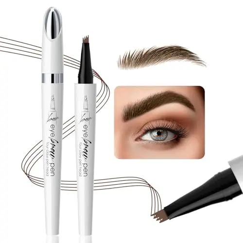 Produktbild: Augenbrauenstift,Microblading Augenbrauenstift,Augenbrauenstift Wasserfest Mit 4 Gabelspitzen,3d FlüSsiger Augenbrauen Stift,Wischfest Langanhaltenden,Erzeugt NatüRliche Augenbrauen,Helle Kaffeefarbe
