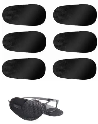 Produktbild: Augenklappen für Brillen,6 PCS Augenklappen für Erwachsene Kinderbrille Schwarze Faule Augenklappen Augenabdeckung Wiederverwendbar Augenklappe zum Abdecken Mittelgro