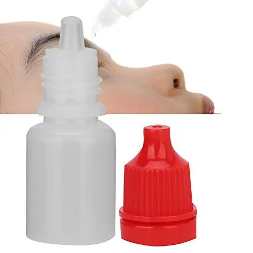 Produktbild: LIZEALUCKY 50 Stück 5 ml leere, durchsichtige, zusammendrückbare Tropfflaschen aus Kunststoff, nachfüllbare Augenflüssigkeits-Tropfbehälter für Augentropfen, Ohrentropfen, ätherische Öle (Red)
