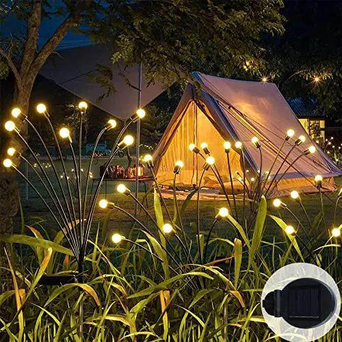 Produktbild: Augone 2 Stück Solar Lichterkette Firefly wasserdicht - 10LED warmweiße dekorative Lichterkette für Außen- und Innendekorationen, Garten, Terrasse, Party