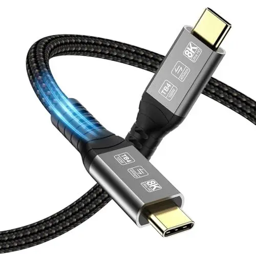 Produktbild: Angusplay USB4 Kabel mit Thunderbolt 4 Kabel 2m, 100W Schnell Aufladung, 40Gbps Datenkabel, 8K 60Hz Bild/Video, TB4 USB-C Kabel Kompatibel mit iPhone 15 Pro Max, Mac MacBook Pro, SSD eGPU