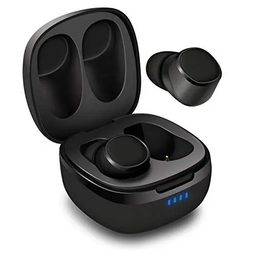 Produktbild: August Bluetooth 5.0 In-Ear Kopfhörer EP800 - Mini Earbuds mit Geräuschunterdrückung und Mikrofon - Ohrhörer mit IPX6 Spritzwasserschutz/Ladecase mit 550mAh Akku (Schwarz)