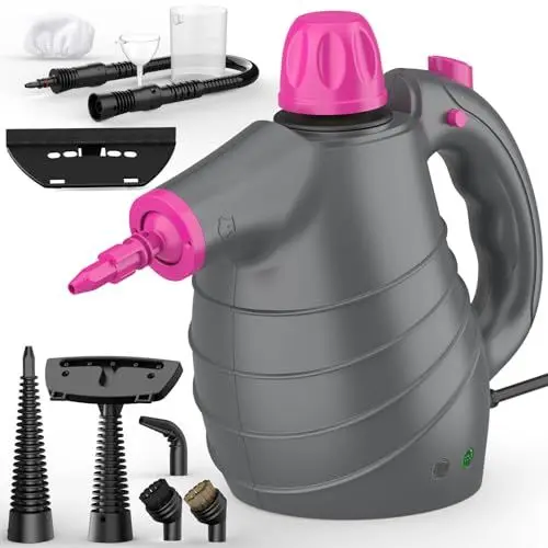 Produktbild: AUIFFER Dampfreiniger, Tragbarer Handdampfreiniger mit 10 Zubehör, 3,5 Bar Druck, 450ml Tank, Steam Cleaner Chemiefreie Reinigung von Fett und Schmutz für Polstermöbel, Boden, Auto, Fenster und mehr