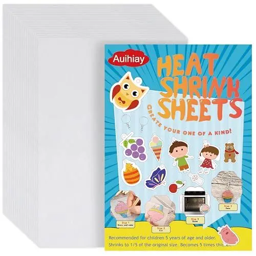 Produktbild: Auihiay 20 Blatt polierter Schrumpfkunststoff, Papier mit Schrumpffolie für Kinder Kreatives Basteln, 14,5 x 20 cm / 5,7 x 7,9 Zoll