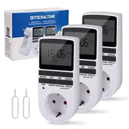 Produktbild: Nach Maß Deutsche Ausführung Zeitschaltuhr Steckdose - 3 PCS| Elektrische Zeitschaltuhr Digital mit Deutsche System und Tasten | 10 konfigurierbare Programme | 12/24h Modus, Weiß