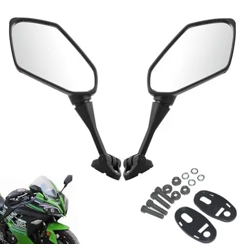 Produktbild: AULESSE Universal Motorrad Rückspiegel Spiegel E-Geprüft, 360° Drehbar Motorrad Spiegel für CBR600/CBR900/CBR1000 F4 HYOSUNG GT125R GT250R GT650R Seitenspiegel Rückspiegel