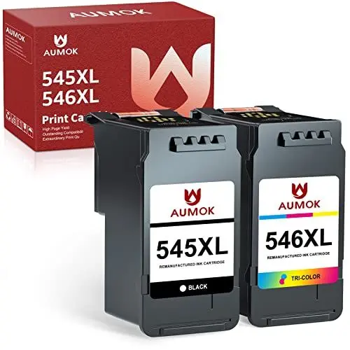 Produktbild: AUMOK PG-545XL CL-546XL Multipack Kompatibel für Canon Druckerpatronen 545 546 für Canon MX495 Patronen für Canon PIXMA TR4550 TR4551 TS3150 TS3450 TS3350 TS3351 MG3050 MG2550S (1 Schwarz, 1 Farbe)