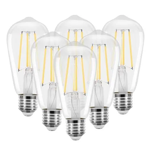 Produktbild: AUQUEE E27 LED Lampe, ST58 Antike LED Glühbirnen 6 W(ersetzt 60W), Led Birne 2700K Warmweiß, 800LM, Nicht Dimmbar, Lebensdauer über 25000h, E27 Leuchtmittel CRI 80+, 6er Pack