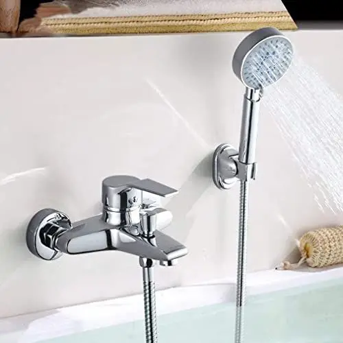 Produktbild: Auralum Badewannenarmatur mit Handbrause, Klassisch Badewannen Amaturen Set mit 5 Funktionen für Badewanne und Bad