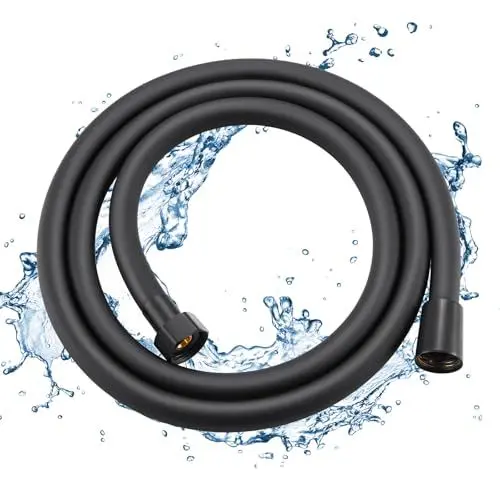 Produktbild: Auralum Duschschlauch, PVC Flexibler Brauseschlauch 1,5m mit Messinganschlüssen – Knick-/Verdrehsicherer Schlauch Dusche – G1/2 Universalanschluss Shower Hose Auslaufsicher (Schwarz)
