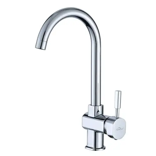 Produktbild: Auralum Wasserhahn Küche Hochdruck, Küchenarmatur mit Hoher Auslauf & Abnehmbarer Belüfter, Mischbatterie Küche Verchromt 360° Drehbar, Spültischarmatur Küche mit 2*G3/8 Anschlüsse