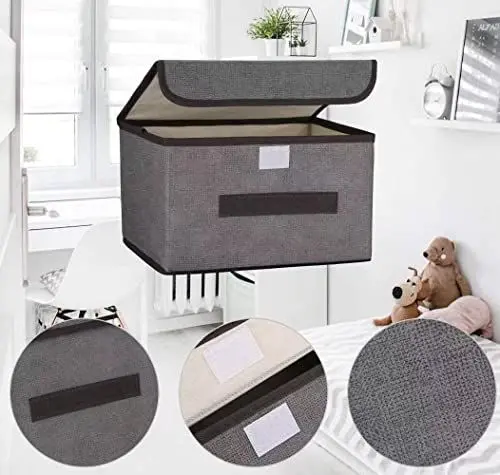 Produktbild: AURMOO 8L Aufbewahrungsbox, Aufbewahrungsboxen mit Deckel, Aufbewahrung Boxen, Aufbewahrungskorb, Ordnungsboxen, Faltbare, Vliesstoff(25.5x19x16cm,Grau,4pcs)