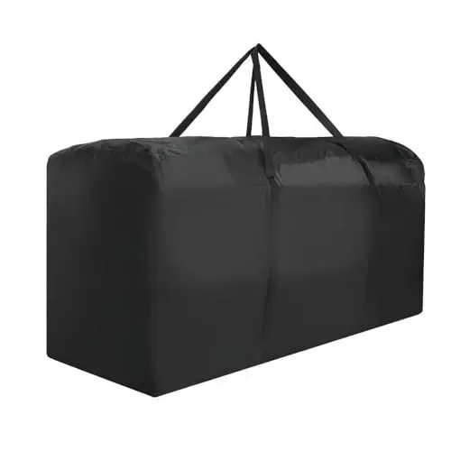 Produktbild: AURMOO 260L Aufbewahrungstasche, Schutzhülle, Gartenauflagen, Aufbewahrungstasche Wasserdicht, 420D Polyesterbeschichtung Oxford-Stoff Aufbewahrungs-Umzugstaschen(L150xW35xH50cm,Schwarz, 1 pc)