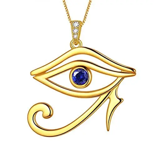 Produktbild: Aurora Tears Ägyptisches Auge des Horus Halsketten 925 Sterling Silber Evil Eye Anhänger 18 Karat vergoldeter Schmuck für Männer und Frauen DP0295Y