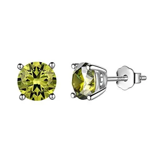 Produktbild: Aurora Tears August Birthstone Ohrstecker 925 Sterling Silber Grün Peridot Birthstone Ohrring Birth Stone Schmuck Geschenke für Frauen und Männer DE0214A