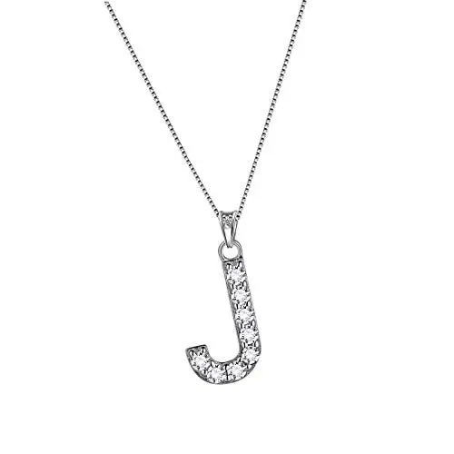 Produktbild: Aurora Tears Buchstabe J Halsketten 925 Sterling Silber Initiale J Alphabet Anhänger mit Zirkonia Schmuck für Frauen und Männer DP0261J