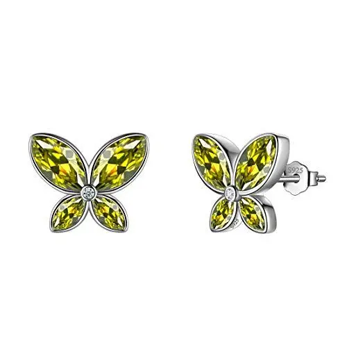 Produktbild: Aurora Tears Grüne Schmetterling Ohrstecker Frauen 925 Sterling Silber Tier Schmetterlinge August Birthstone Peridot Ohrstecker Kristall Hochzeit Schmuck DE0229A