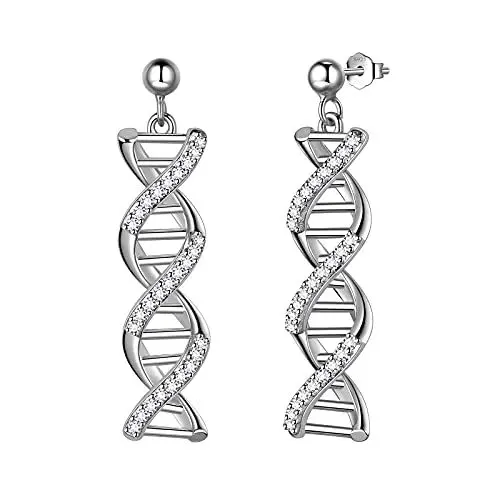 Produktbild: Aurora Tears Infinity Spiral DNA Doppelhelix Chemie Wissenschaft Ohrstecker 925 Sterling Silber Biologie Molekül Ohrring für Medizinstudenten DE0249W