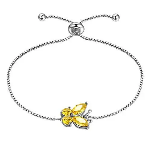 Produktbild: Aurora Tears Schmetterling verstellbare Armband 925 Sterling Silber November Birthstone gelb Topas Eröffnung Armband Tiere Schmuck für Frauen und Mädchen DB0111N