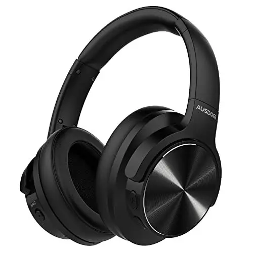 Produktbild: AUSDOM E9 Over-Ear Bluetooth Kopfhörer: Faltbare Kabellose Noise Cancelling Kopfhörer ANC mit aptX HD, 60 Stunden Spielzeit, Typ-C Schnellladen, weiche Ohrpolster für Handys, TV, Reisen, Schwarz