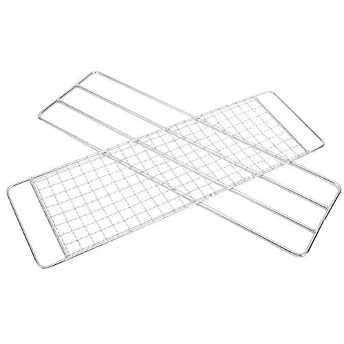 Produktbild: Ausla 2 Stück BBQ-Grillroste Mesh, Tragbare Edelstahl-Grillroste Rechteckiger Netzhalter für Reisen, Camping, Wandern, Picknick, 15 X 4,7 Zoll