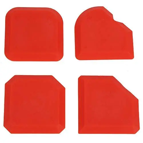 Produktbild: Ausla Fugenspachtel, Set 4-TLG - Dichtstoffschaber, Rot Silikonspachtel für Verschönerung von Glaskleber, Verstemmwerkzeug Kit