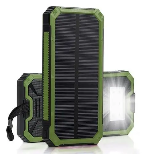 Produktbild: Ausla Solar-Powerbank Tragbare Powerbank Powerbank-Ladegerät Energiespeicher Zwei Mobile USB-Powerbanks Powerbank-Gehäuse(Grün)