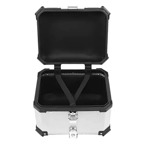 Produktbild: Ausla Top Case Motorrad Touring, 45L Motorrad Aluminium Top Case Tail Box Gepäck, Top Box Koffer Motorrad Scooter Quad Motorcycle Adventure Top Case Kofferraum Gepäckträger (Silver)