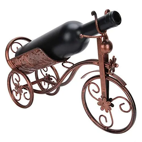 Produktbild: Ausla Weinregal für eine Flasche in Fahrradform, Weinflaschenhalter aus Metall, Dekorativer Flaschenständer für Küche, Lounge und Bar (Bronze)