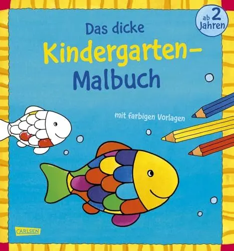 Produktbild: Ausmalbilder für Kita-Kinder: Das dicke Kindergarten-Malbuch: Mit farbigen Vorlagen und lustiger Fehlersuche: Malen ab 2 Jahren