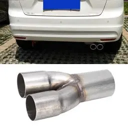 Produktbild: Auspuff, Auspuff Y-Rohr aus Edelstahl, Auspuffrohrsammler aus Edelstahl 2 Zoll Doppeleinlass Einzel 2,5 Zoll Auslass