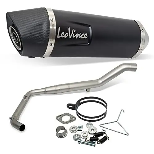 Produktbild: Auspuffanlage LeoVince Komplettanlage SBK LV ONE EVO Black Edition, Edelstahl schwarz, Carbon Kappe, 1/1 für Yamaha MT-125 / YZF-R125