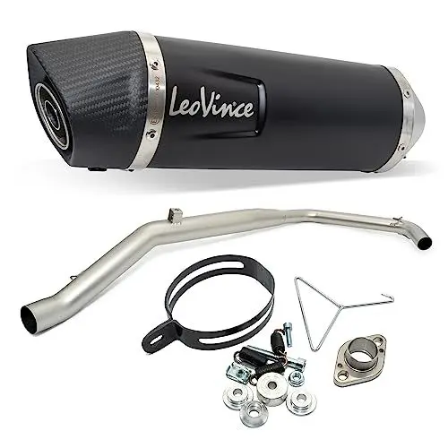 Produktbild: Auspuffanlage LeoVince Komplettanlage SBK LV ONE EVO Black Edition, Edelstahl schwarz, Carbon Kappe, 1/1, mit Zulassung für Yamaha MT-125 / YZF-R125 mit Kat