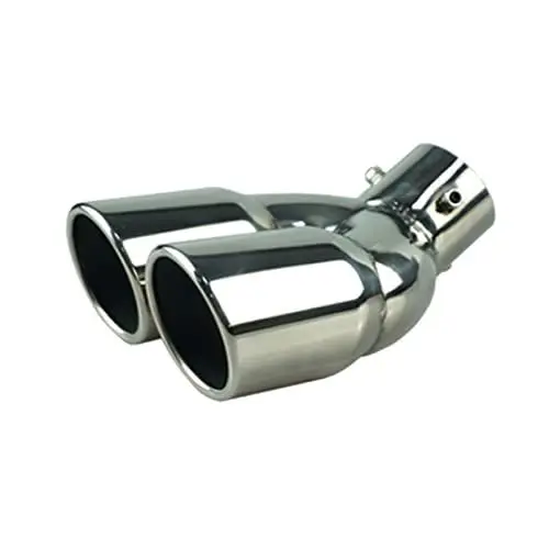 Produktbild: Auspuffspitzen Universal 63mm Auto Einlass Doppel-Barrel Hinten Auspuff Spitze Endrohr Schalldämpfer Schwarz Titan Outlet Auto Zubehör Auto-Endrohre (Farbe : Silver W)