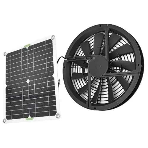 Produktbild: Auspuffventilator mit Solarenergie, Solarbetriebener Ventilator 100W Solarpanel-Set Gewächshauslüfter Solarlüfter für Zuhause, Gewächshaus, Kühlung des Hühnerhauses für Haustiere