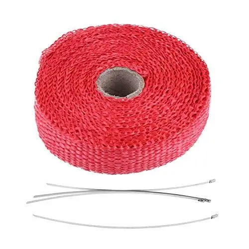 Produktbild: Auspuff-Wärmeband, Auspuffrohr-Isolierband, 5 M Auto-Isolierband, Auspuff-Wärmeband mit 4 Edelstahl-Kabelbindern(Rot)