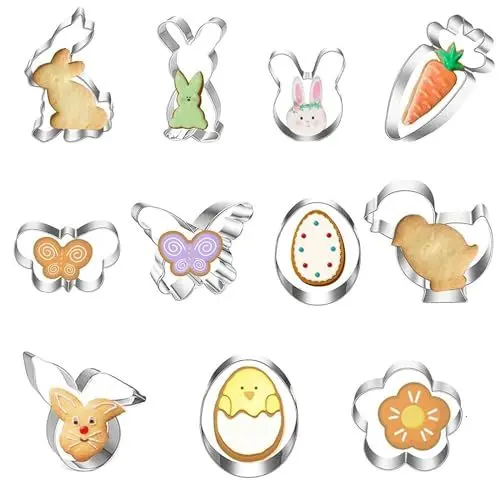 Produktbild: Ausstechformen Ostern,11 Stück Plätzchen Ausstecher Set, Edelstahl Ausstechformen, Keksausstecher Ostern für Backen, Hase, Karotte, Küken, Ei