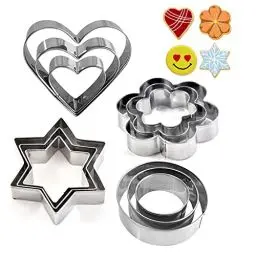 Produktbild: Ausstechformen Set 12 Stück Keksausstecher Edelstahl Ausstecher Rund Herz Stern Blüten Ausstechform für Keks Fondant Plätzchen