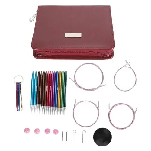 Produktbild: Austauschbares Stricknadel-Set, 3,5 Bis 8 Mm Leichte Rundstricknadeln aus Aluminium, 9 Paar Rundstricknadeln-Set für Hüte, Pullover, Decken,