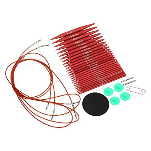 Produktbild: Austauschbares Stricknadelset, Rundsticka Rundstickor Rundstricknadeln Abnehmbares Rundhäkelset mit Leuchtenden Farben Verschiedene Größen Erhältlich für Häkel- und Strickliebhaber