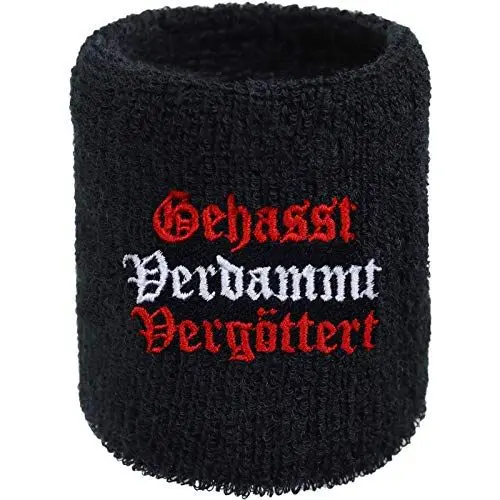 Produktbild: Austria Schweissband Gehasst, Verdammt, Vergöttert Stickerei Designer Schweißband Old School Biker Absorbierendes Frottee Arm Motor-Sport Wristband Rocker Geschenk Armband