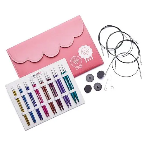 Produktbild: Auswechselbare Rundstricknadelspitzen von KnitPro, Deluxe-Set, Zing, 3.50-8.00mm, bunt