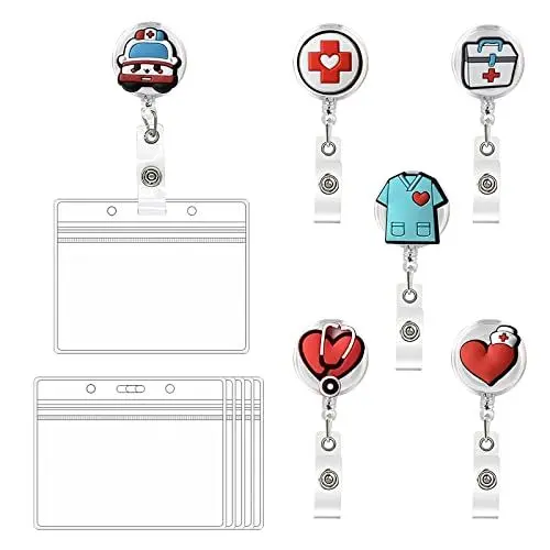 Produktbild: Ausweishalter Krankenschwester,6 Stück Krankenschwester Badge Halter,Ausweishalter mit Clip für Freiwillige mit Kartenhalter, Retractable Badge ReelsGeschenk,für Namensschild Ausweisjojo