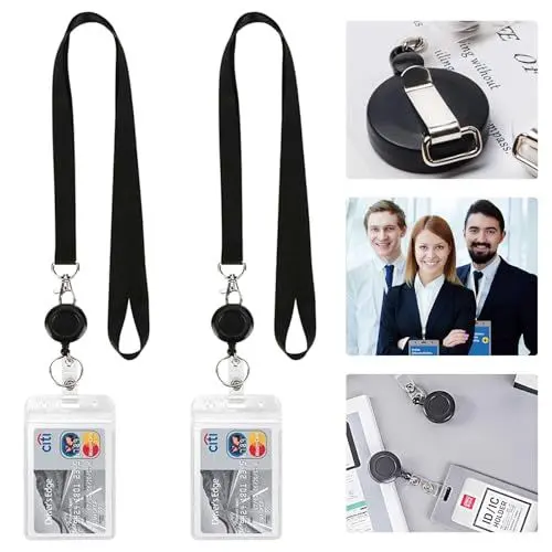 Produktbild: Ausweishalter Schlüsselband Kartenhalter Schlüsselanhänger Ausziehbar Ausweishülle Krankenschwester Id Card Holder Ausweis Jojo Kartenhülle mit Band Zugband, 2 Stück