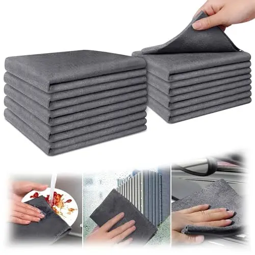 Produktbild: AUSYIWI 10 Stück magisches reinigungstuch pro Packung, wiederverwendbares microfaser putztuch/reinigungstücher, professionelle reinigungszaubertücher für küchen, bäder, fenster, glas, autos. (30x40cm)