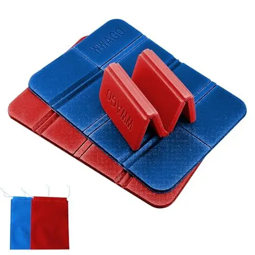 Produktbild: AUSYIWI 2er Sitzkissen Outdoor Faltbar, Tragbar Wasserdichtes Sitzkissen Sitzunterlage Outdoor Kinder Sitzmatte für Outdoor Spielplatz Garten Stadion Jagd Camping Wandern Picknick (Rot + Blau)