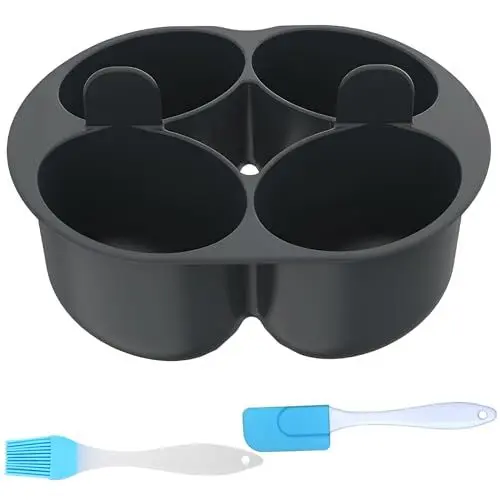 Produktbild: AUSYIWI Compact 4-in-1 eierkocher, pochierte eierform, eierkocher, eiersparer, kompatibel mit Thermomix TM6/TM5 Cuisinart multifunktionale Kochutensilien und Zubehör für den MC Schwarz