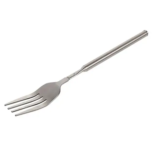Produktbild: Ausziehbare Edelstahlgabel mit Langem Griff, Leicht, Tragbar, Verstellbare Länge 21,6–63,9 Cm für Grillabendessen, Dessert, Ideales Besteck für Verschiedene Lebensmittel